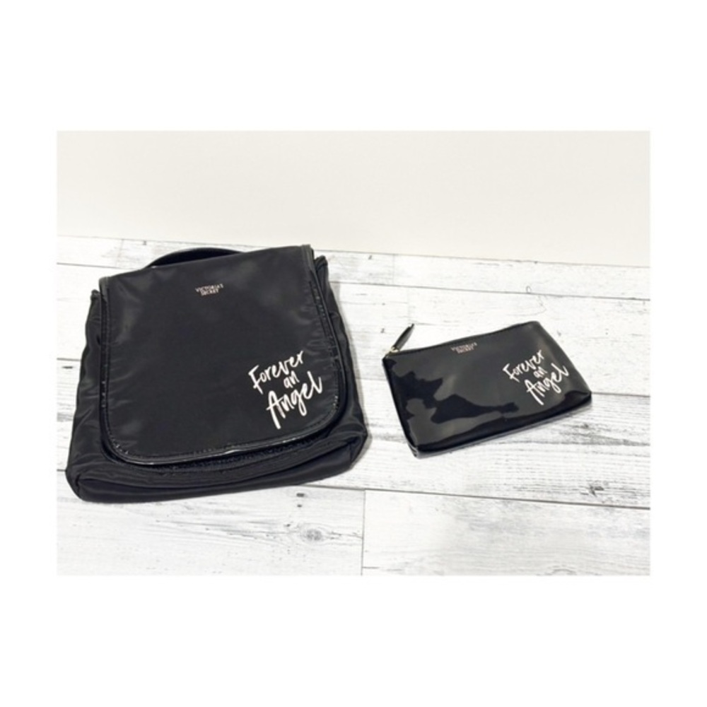 Victoria's Secret Womens Black Forever And Angel Travel Makeup Bag